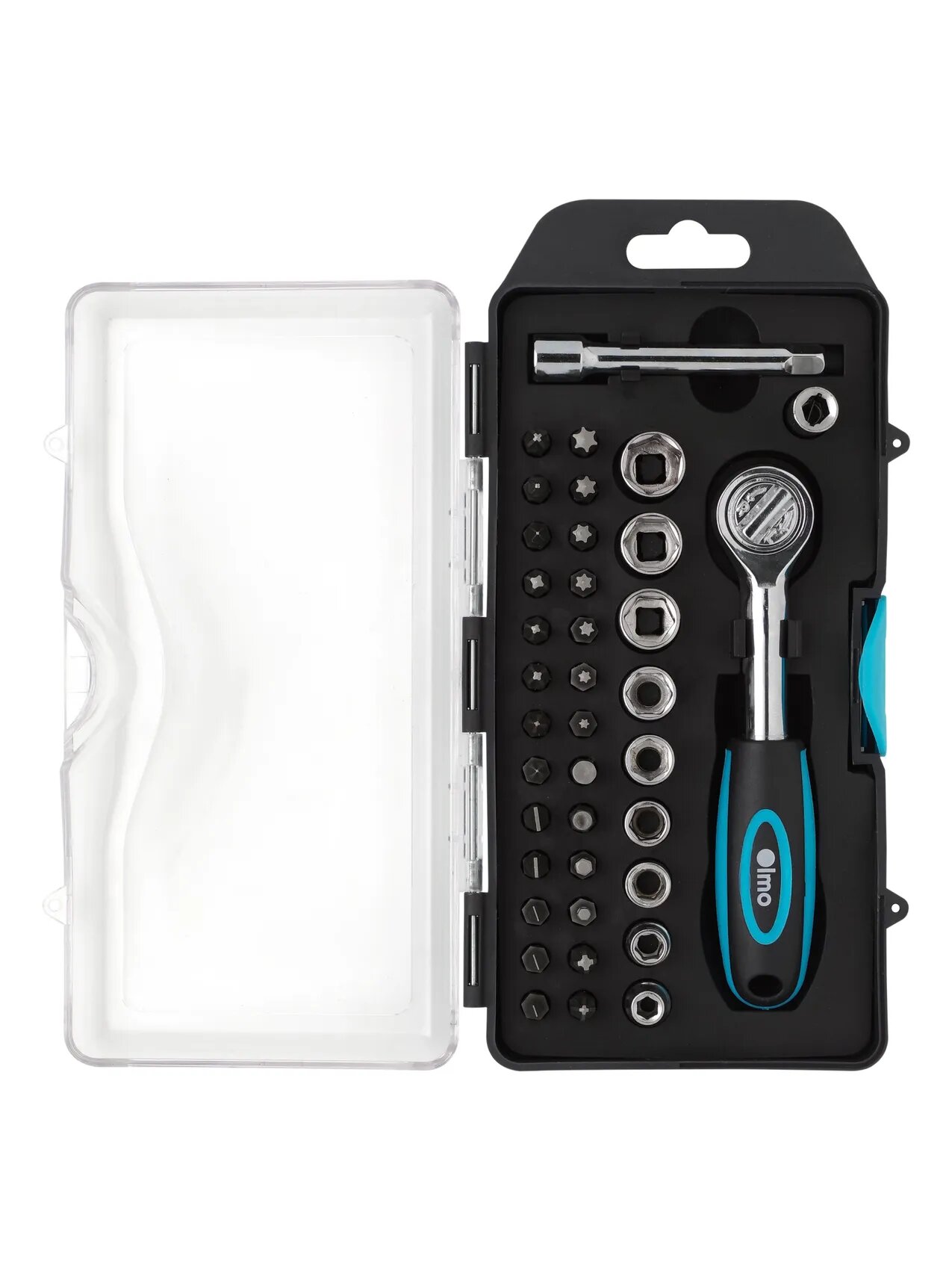 Набор бит и головок OLMO CRV, трещотка, адаптер, удлинитель, 38 элементов — фото 1