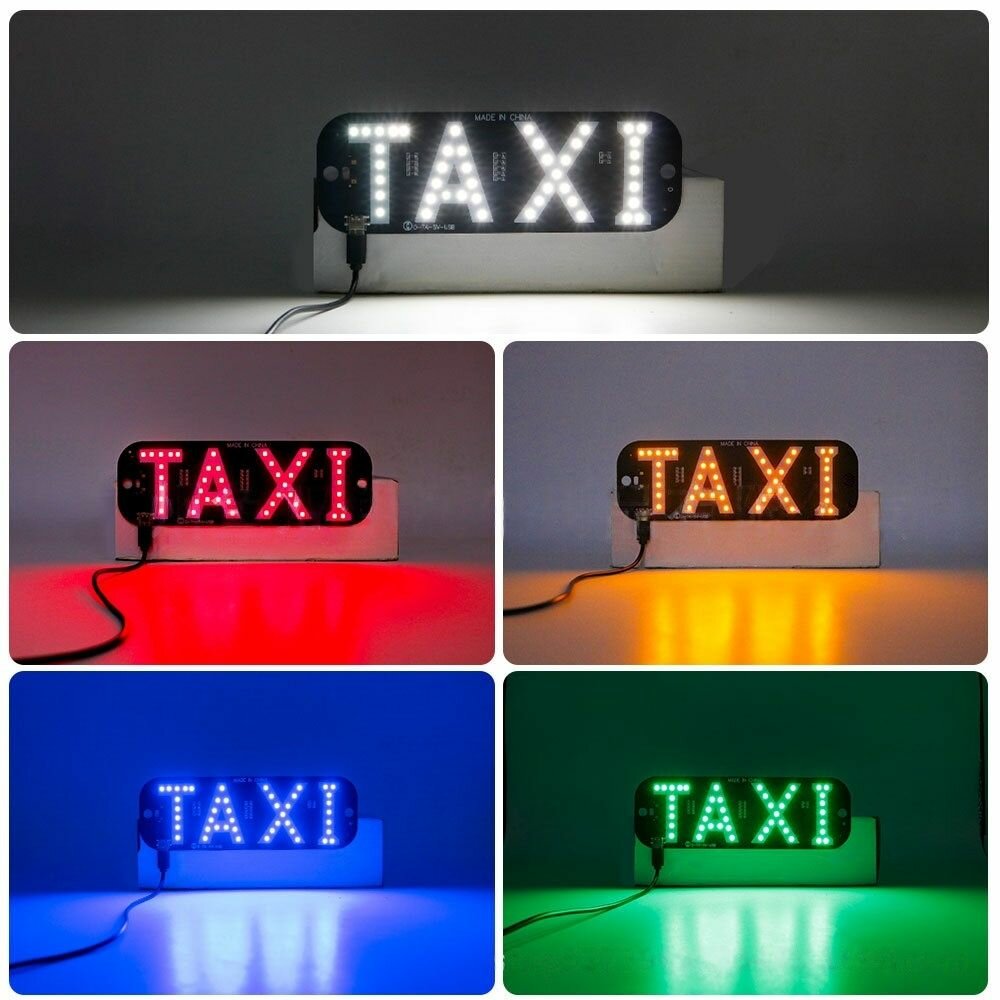 Автомобильный индикатор Такси"TAXI", LED, 5V, USB, водонепроницаемый, IP67, зеленый