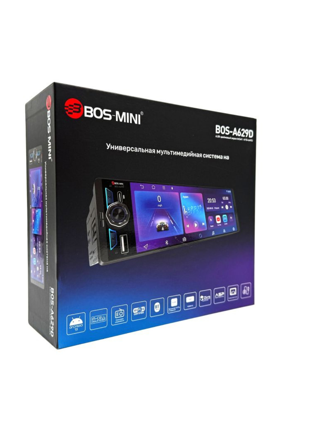 Андройд магнитола BOS-MINI, 4/64GB WiFi, GPS, USB, AUX, Bluetooth для Жигулей/Волги/Дамаса/Лады/Матиза/Тико, 4GB/64GB