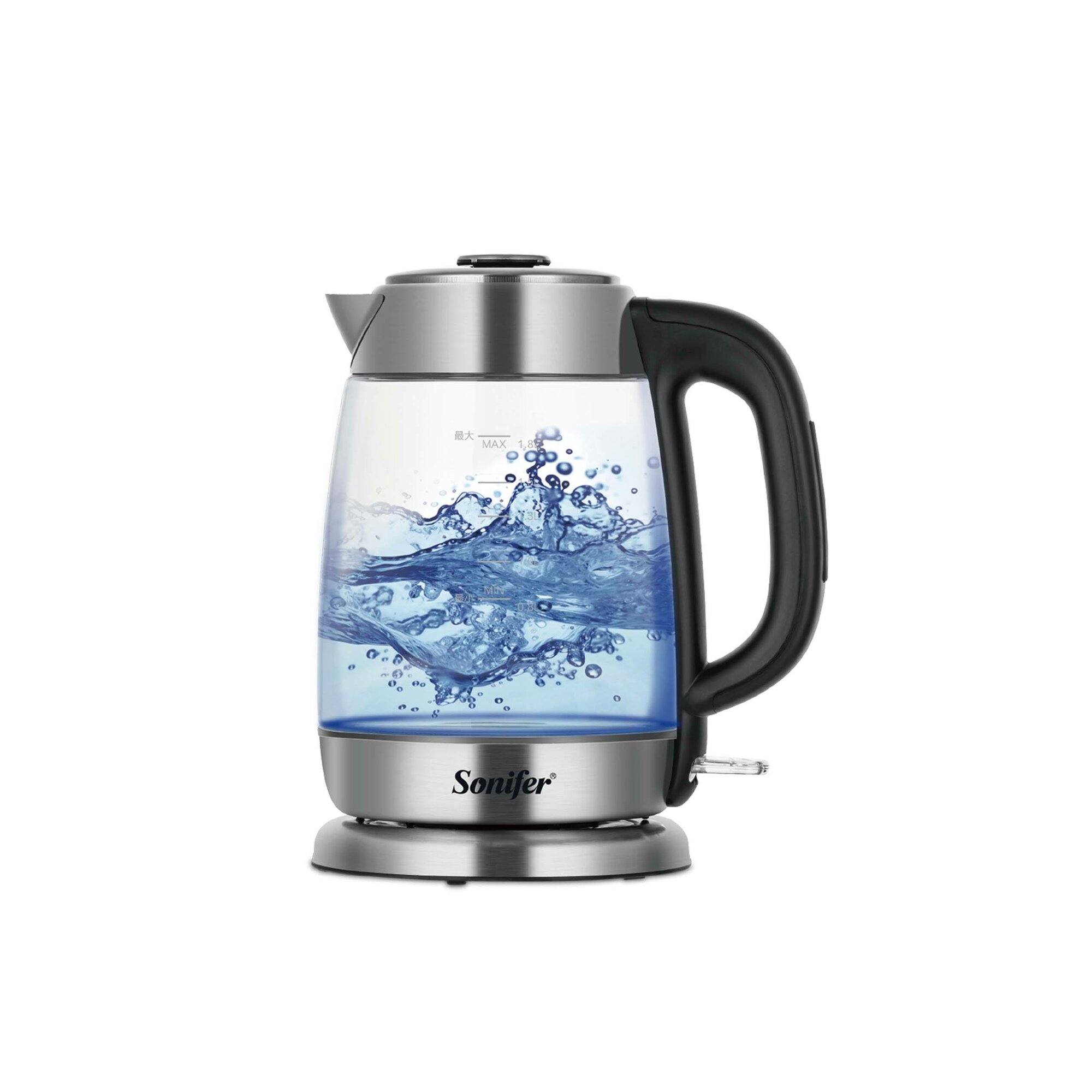 Электрический чайник Sonifer SF-2134 — стеклянный электрочайник 1,8 л, мощность 1500 Вт, защита