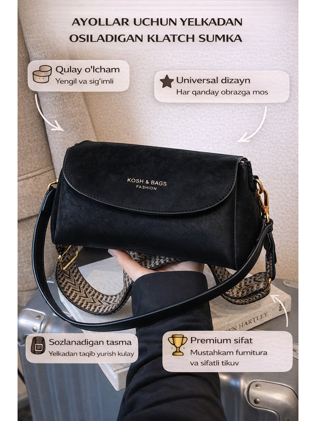 Сумка кросс-боди  BODIKROSS, фактура матовая, бархатистая, гладкая, черный — фото 1