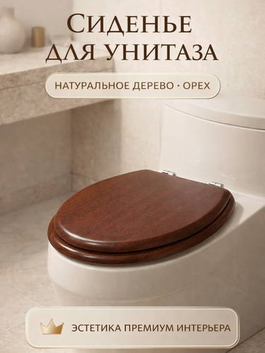 Изображение товара Сиденье для унитаза с крышкой «Натуральное дерево», 45×35 см, цвет орех