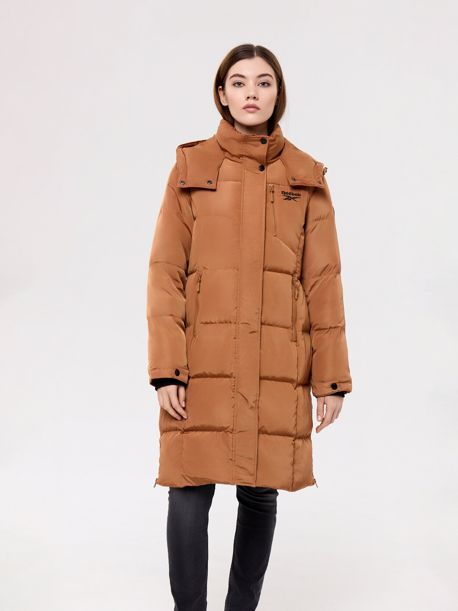 Куртка Reebok LONG PUFFER, размер S INT, коричневый