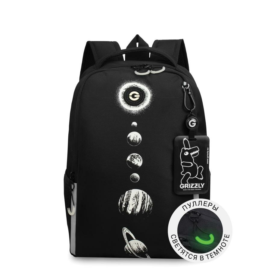 Рюкзак школьный 2отд. Черный-белый 29х38х16см GRIZZLY RB-651-2/1 (муж)