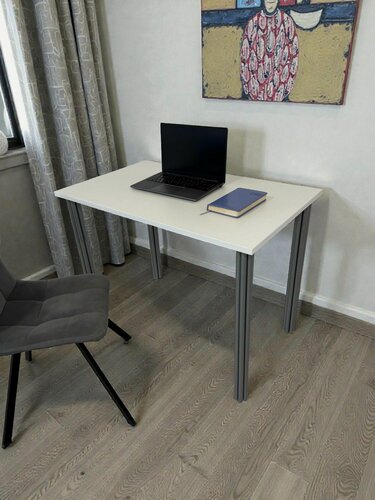 Изображение товара Стол дизайнерский компьютерный/ цвет столешницы Белый, 100*60 см. Ножки серый хром.