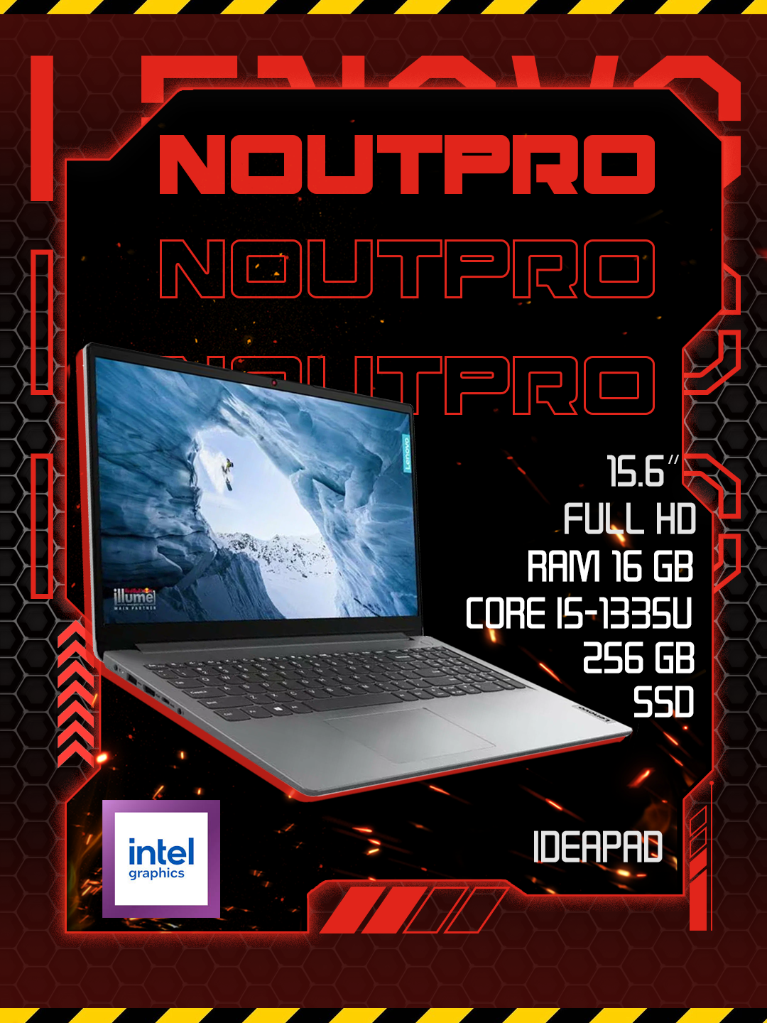 Ноутбук Lenovo IdeaPad Intel® Core™ i5-1335U RAM 16GB SSD256GB 15.6 Full HD