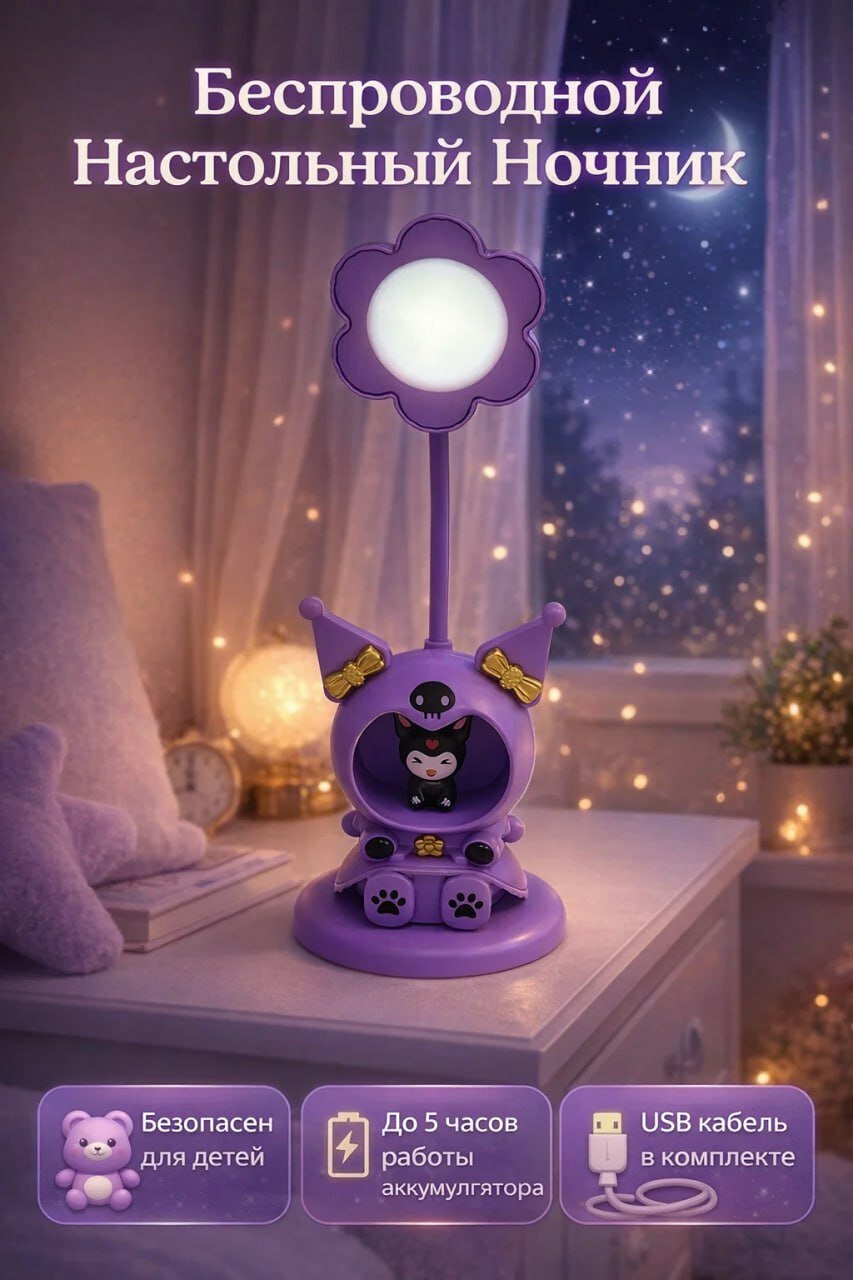 Беспроводной ночник для детей в виде кошки с аккумулятором USB
