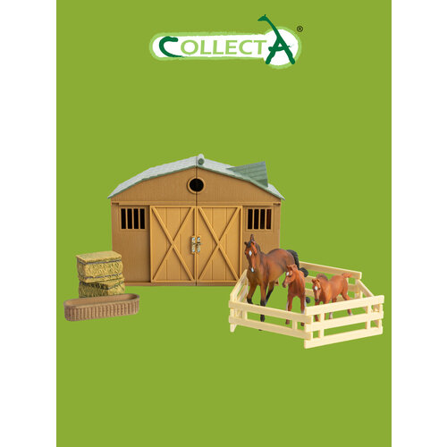 фото Игровой набор collecta конюшня с аксессуарами и лошадьми, 89695