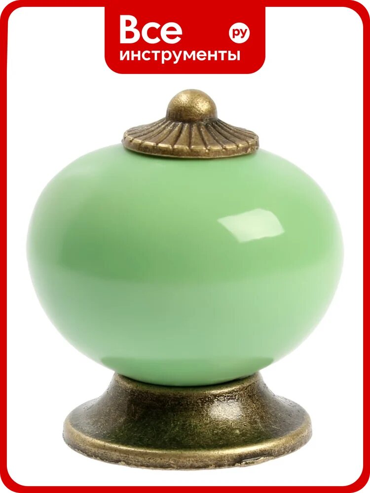 Ручка‑кнопка тундра DOME Ceramics 003 керамическая глянцевая, накладной для корпусной мебели, с рельефным украшением