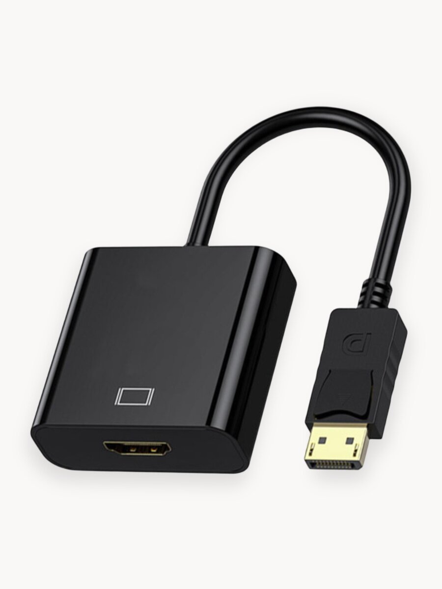 Переходник адаптер DisplayPort - HDMI для монитора, цвет - черный