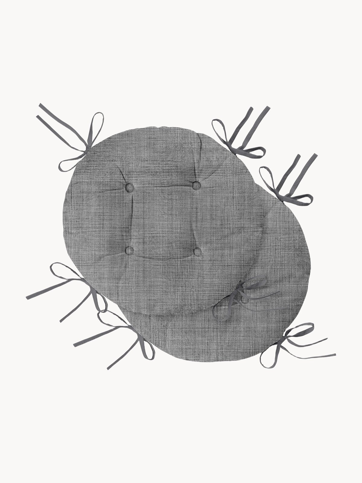 Подушка на стул с завязками круглая (2 шт.) d40 "Mia Cara" рис 30731-6 Лен темно-серый