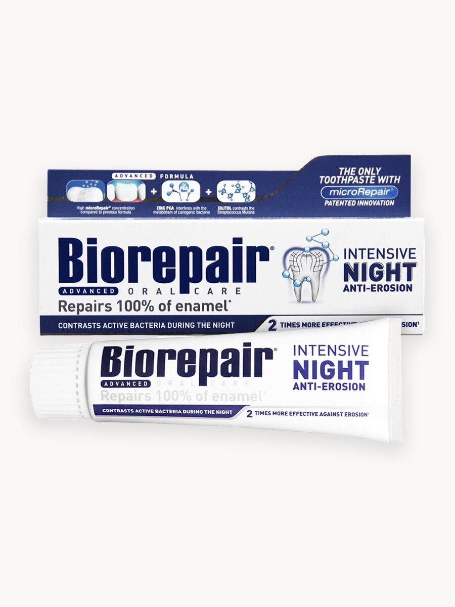 Профилактическая зубная паста для вечерней чистки зубов Biorepair Intensivo Notte (Night Repair), 75 мл