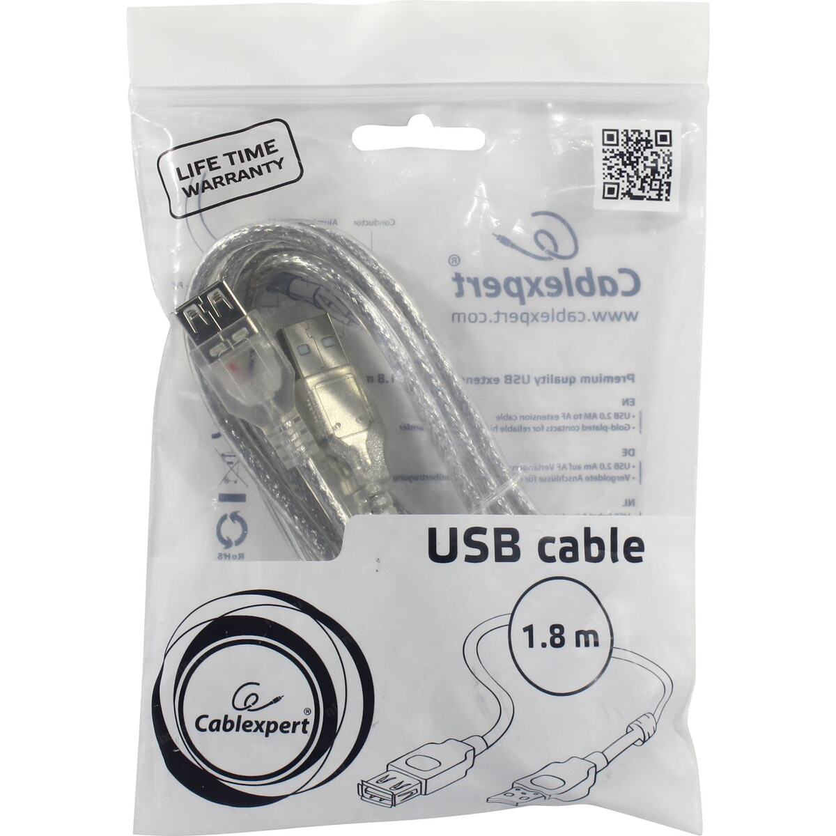 Cablexpert CCF-USB2-AMAF-TR-6 Кабель удлинительный USB 2.0 A-- A 1.8м 1 фильтр — фото 1
