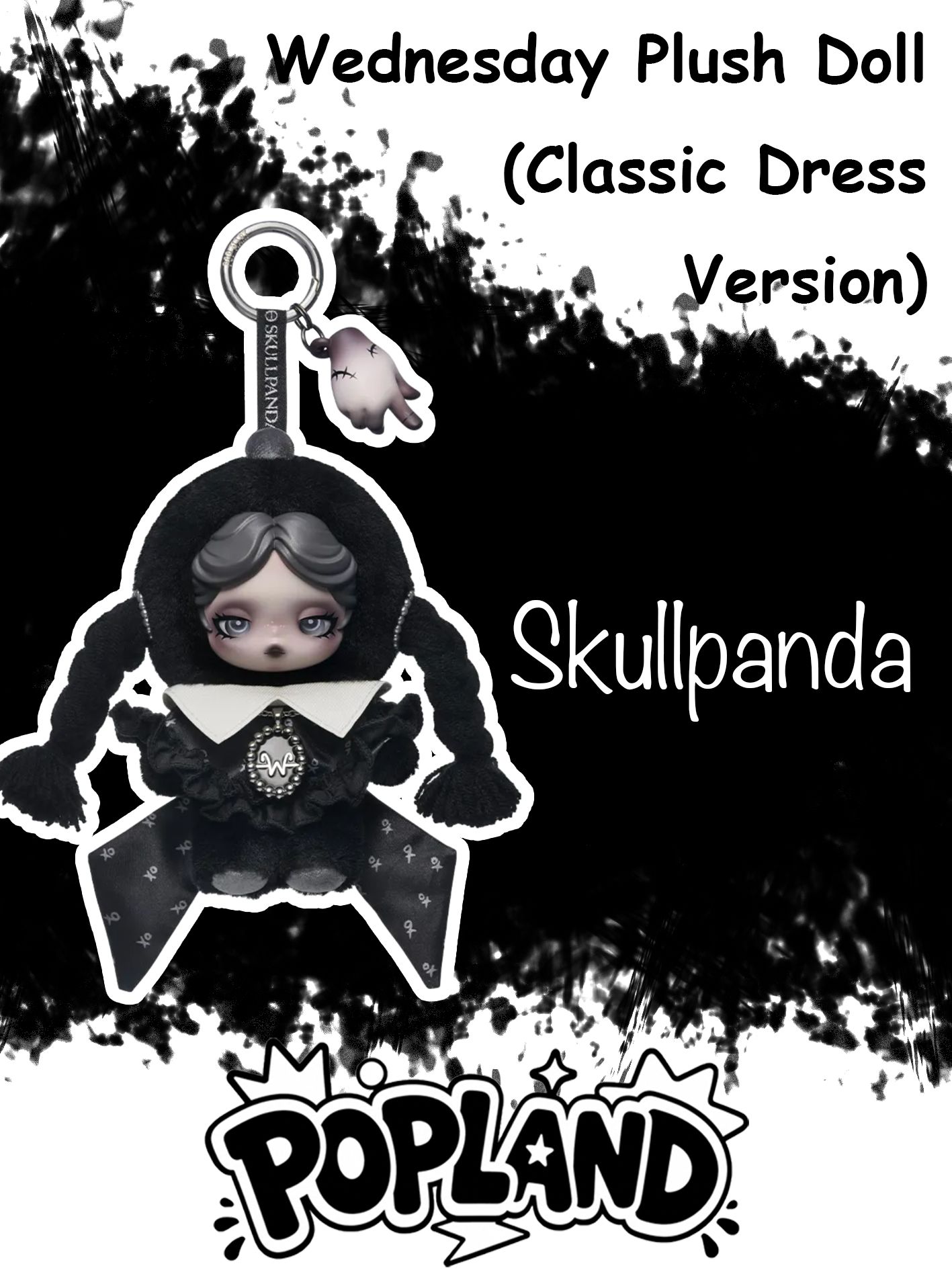 POP MART Skullpanda Wednesday Plush Doll (Classic Dress Version), Подарок для коллекционера