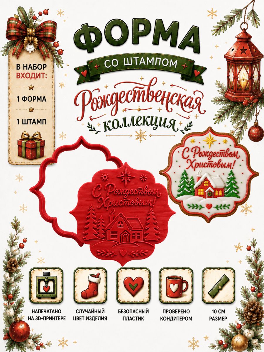 Формочка для выпечки печенья и пряников рождества