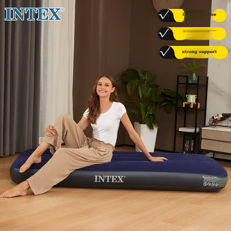 INTEX Одноместный надувной матрас для авто и дома - Утолщенный влагостойкий коврик Цвет：Модель для одного человека