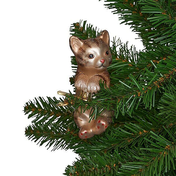 Елочная игрушка Кошечка на клипе, 11см