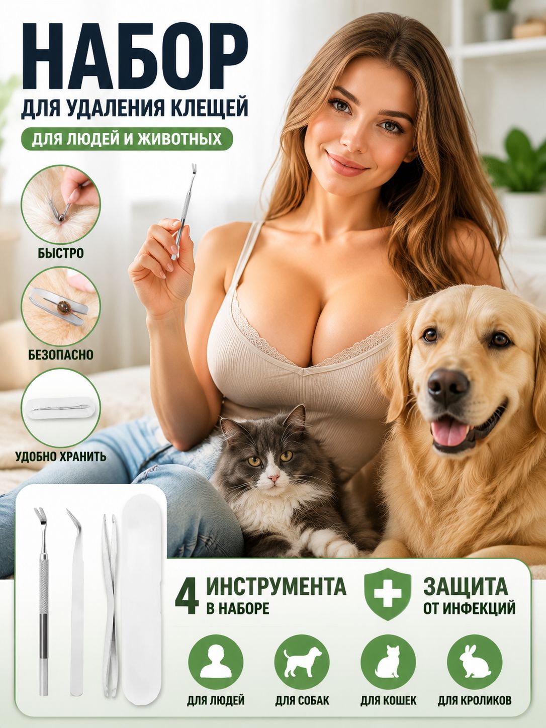 Инструмент для удаления клещей, выкручиватель клещей универсальный 12 см для человека, собаки, кошки, удобная