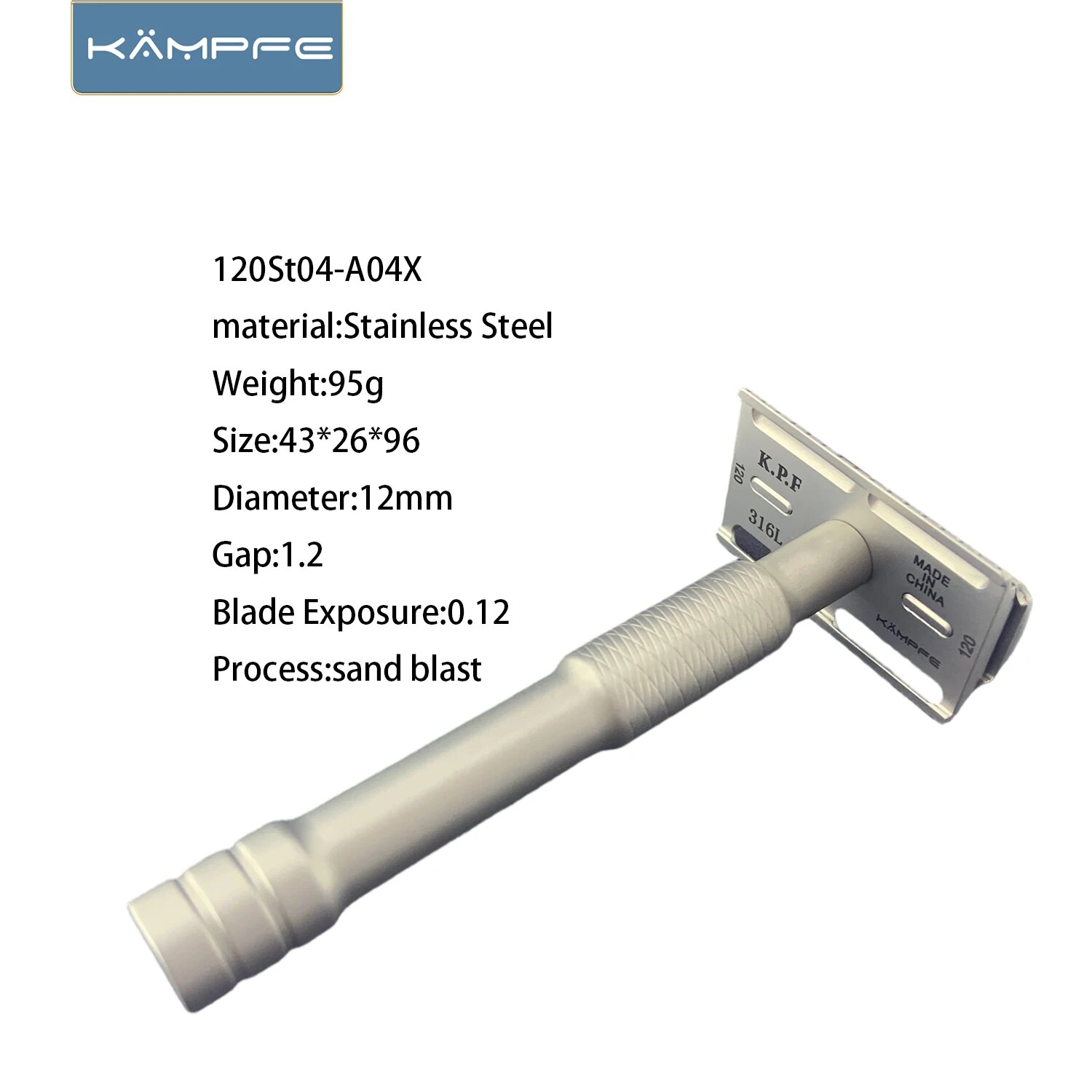 KAMPFE Винтажная безопасная бритва из нержавеющей стали 120St04-A06X