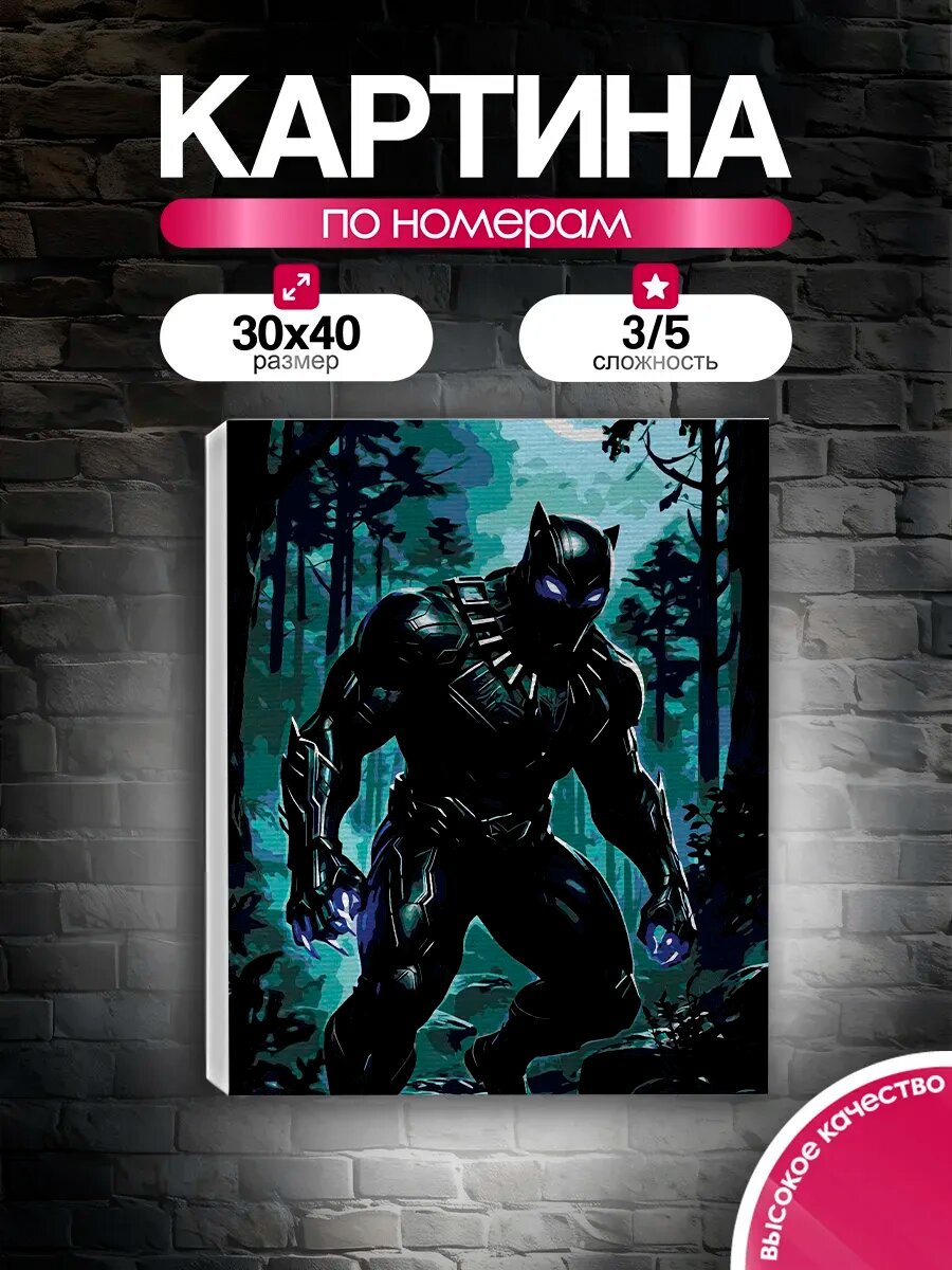 Картина по номерам 30x40 Черная пантера