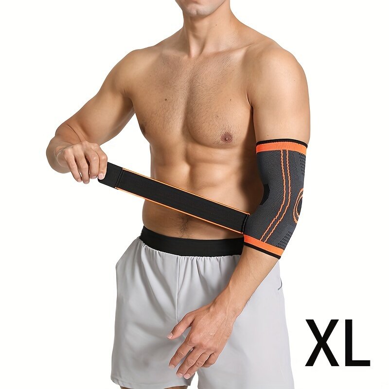Бандаж на локоть для фитнеса, унисекс, оранжевый, размер XL, 1 шт.