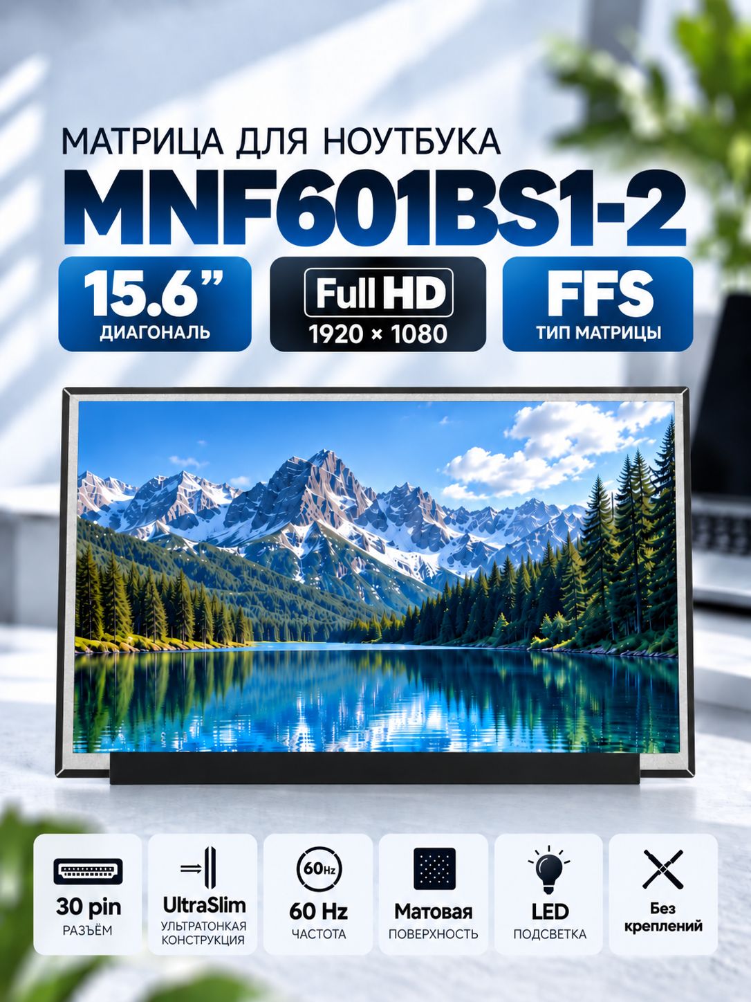 Матрица MNF601BS1-2, B156HAN02.5, NV156FHM-N4V, N156HCA-E5B, NV156FHM-N4H 15.6 30 pin 1920x1080 (Full HD) FFS 60 Hz матовая