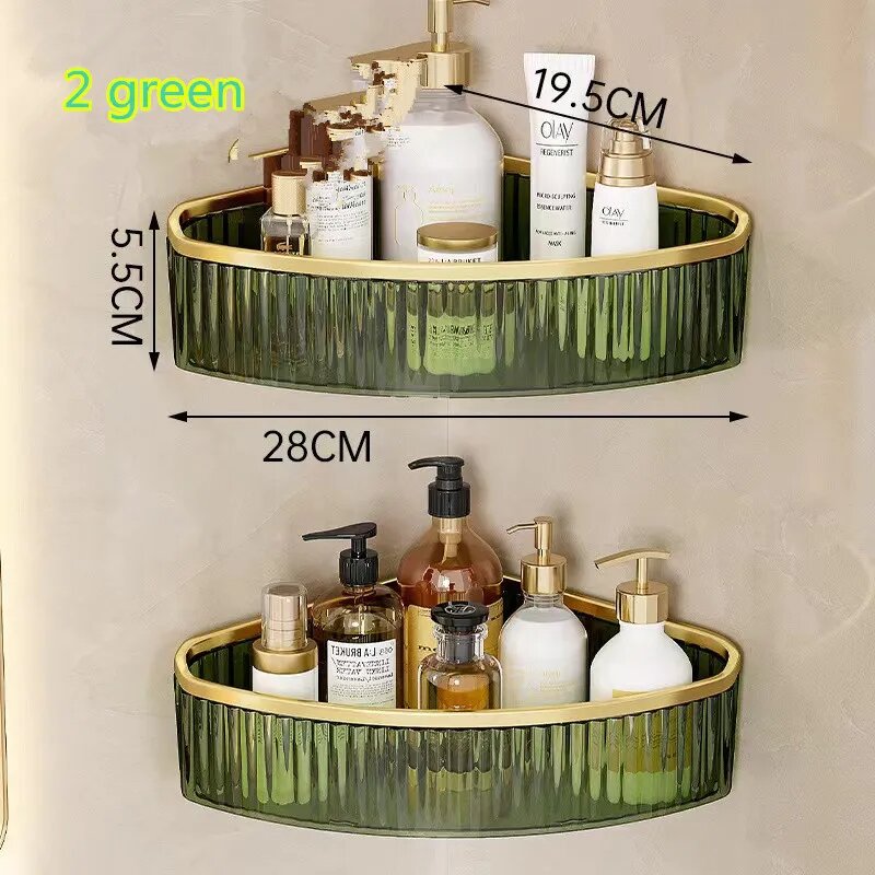 Одноярусная угловая полка для ванной YANKE L green 2PCS