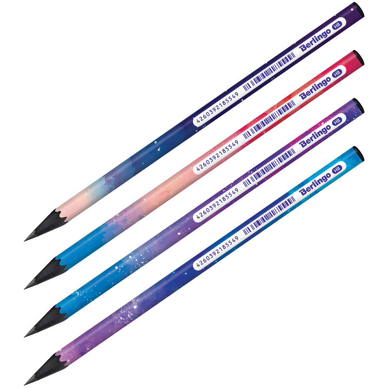 72 шт. Карандаш ч/г Berlingo "Universe" HB, черное дерево, круглый, заточен, ассорти