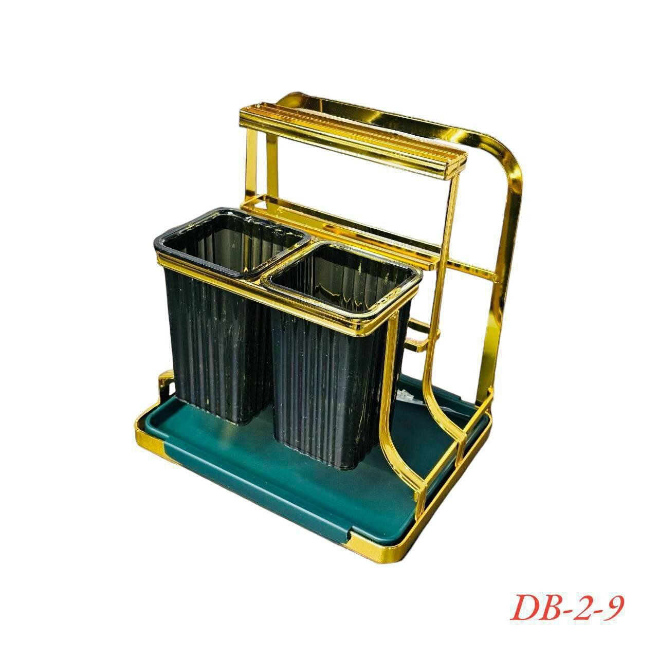 Подставка для столовых приборов, 2 секции, нержавеющая сталь цвет зеленный