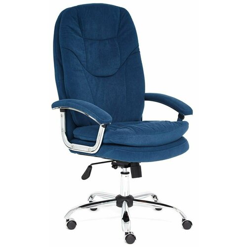 фото Компьютерное кресло tetchair softy lux для руководителя флок cиний 1 шт. металл металл металл искусственная кожа