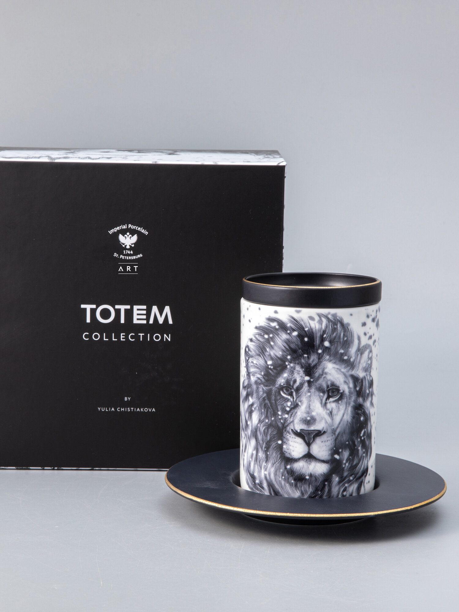 Бокал с блюдцем "Тотем Лев", 390 мл, Императорский фарфоровый завод