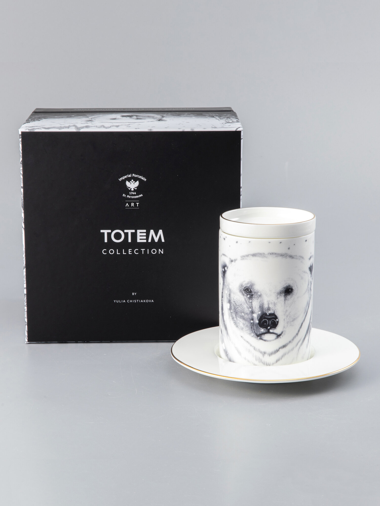 Бокал с блюдцем "Тотем Медведь", 390 мл, Императорский фарфоровый завод