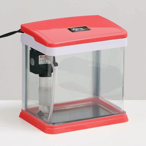 Изображение товара Аквариум SeaStar HX-180F в комплекте: LED-лампа, фильтр, 3,5 л, красный