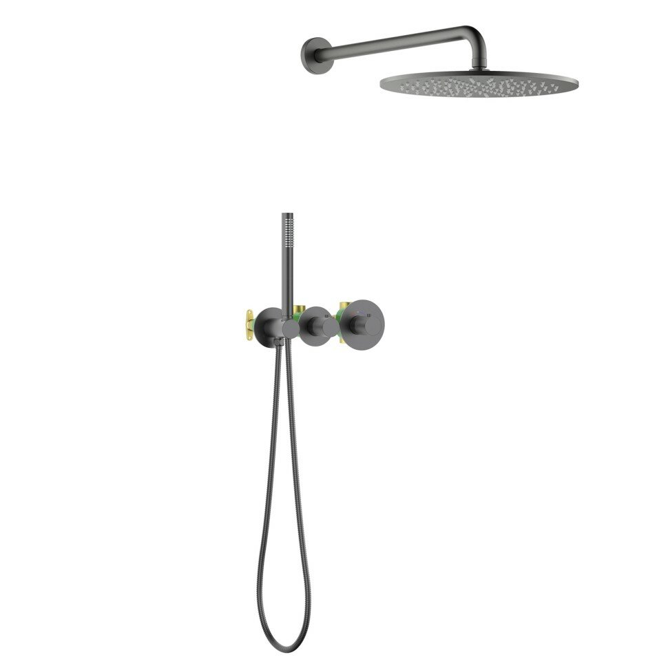 Душевая система встроенная с термостатом Timo Saona SX-2359/18SM черное золото