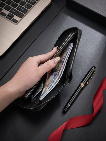 Кошелек , фактура гладкая, черный — фото 1