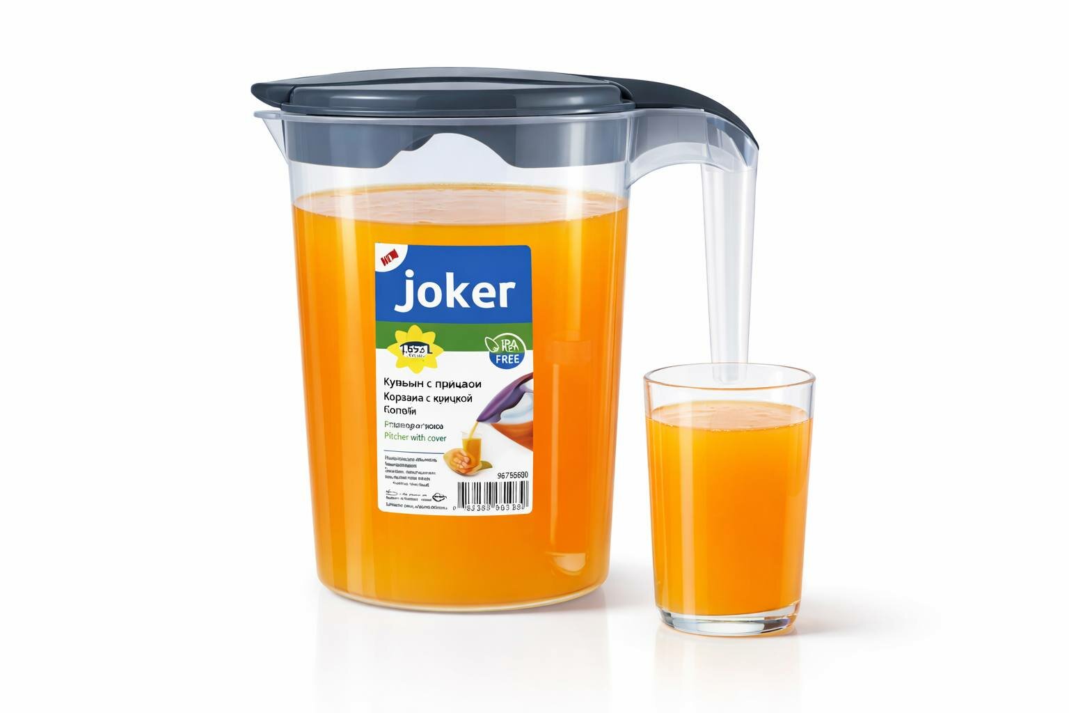 Кувшин пластиковый прозрачный Joker, 1.75 л идеально подходит для воды, соков, компотов и других напитков