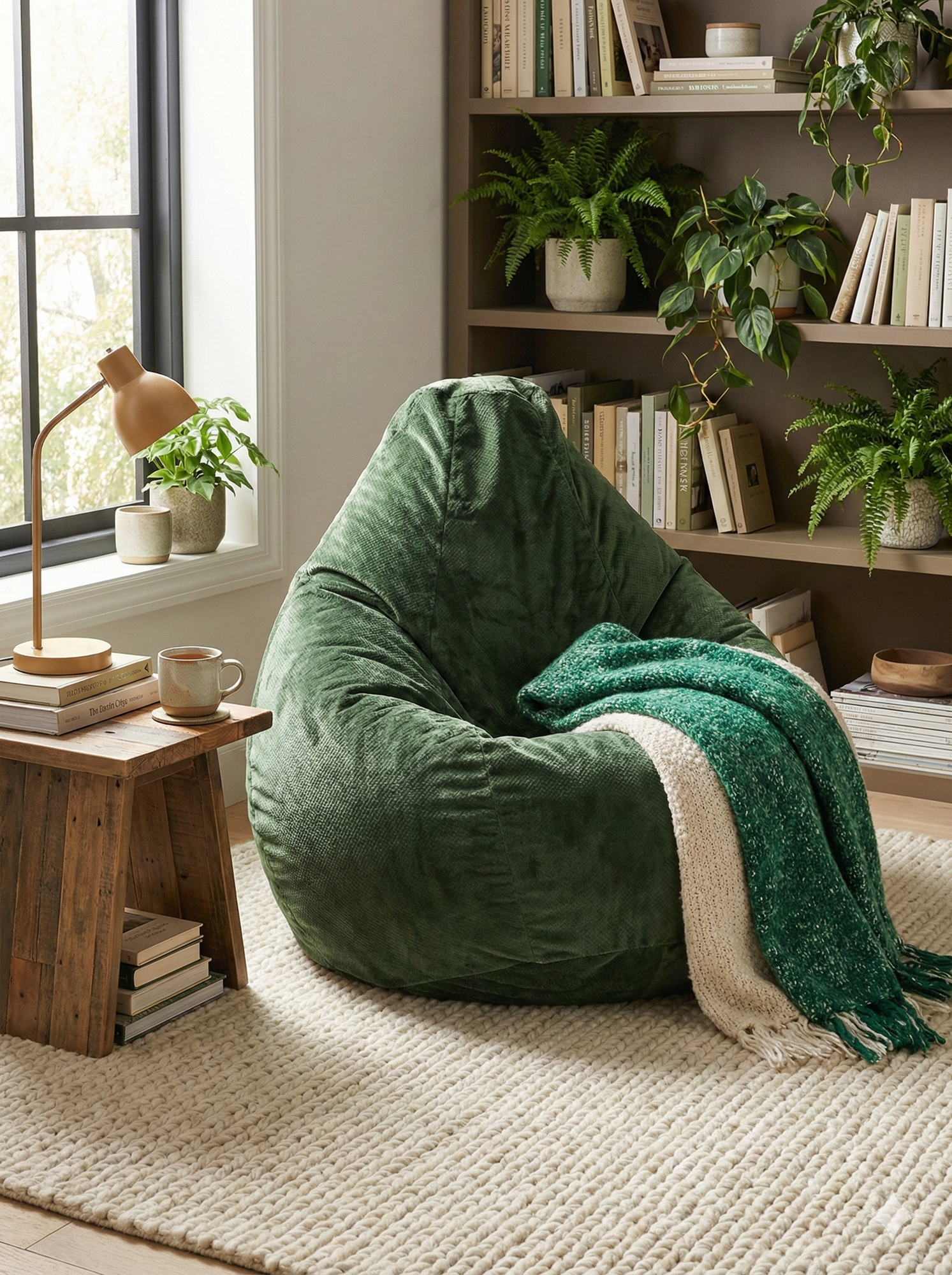 Кресло-мешок Пуффбери «Груша», размер XXL средний, Велюр Зелёный — фото 1