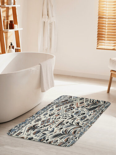 Изображение товара Коврик для ванной комнаты и туалета противоскользящий "Орнамент цветов" 60х100 см, JoyArty