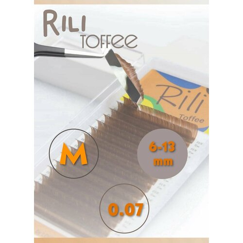 фото Ресницы коричневые rili toffee mix m 0,07 6-13 mm (16 линий)
