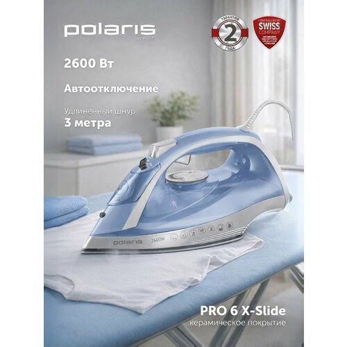 фото Утюг polaris pir 2668ak 3m голубой/серебряный