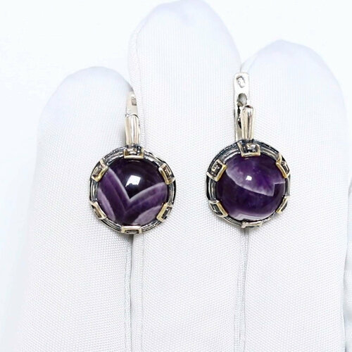 фото Серьги diamant online, серебро, 925 проба, золочение, аметист, длина 1.9 см, , фиолетовый