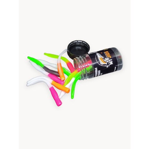 Силиконовая приманка для ловли форели, съедобный силикон для рыбалки MT-Jigs,10 шт, аттрактант сыр. микс двухцветный