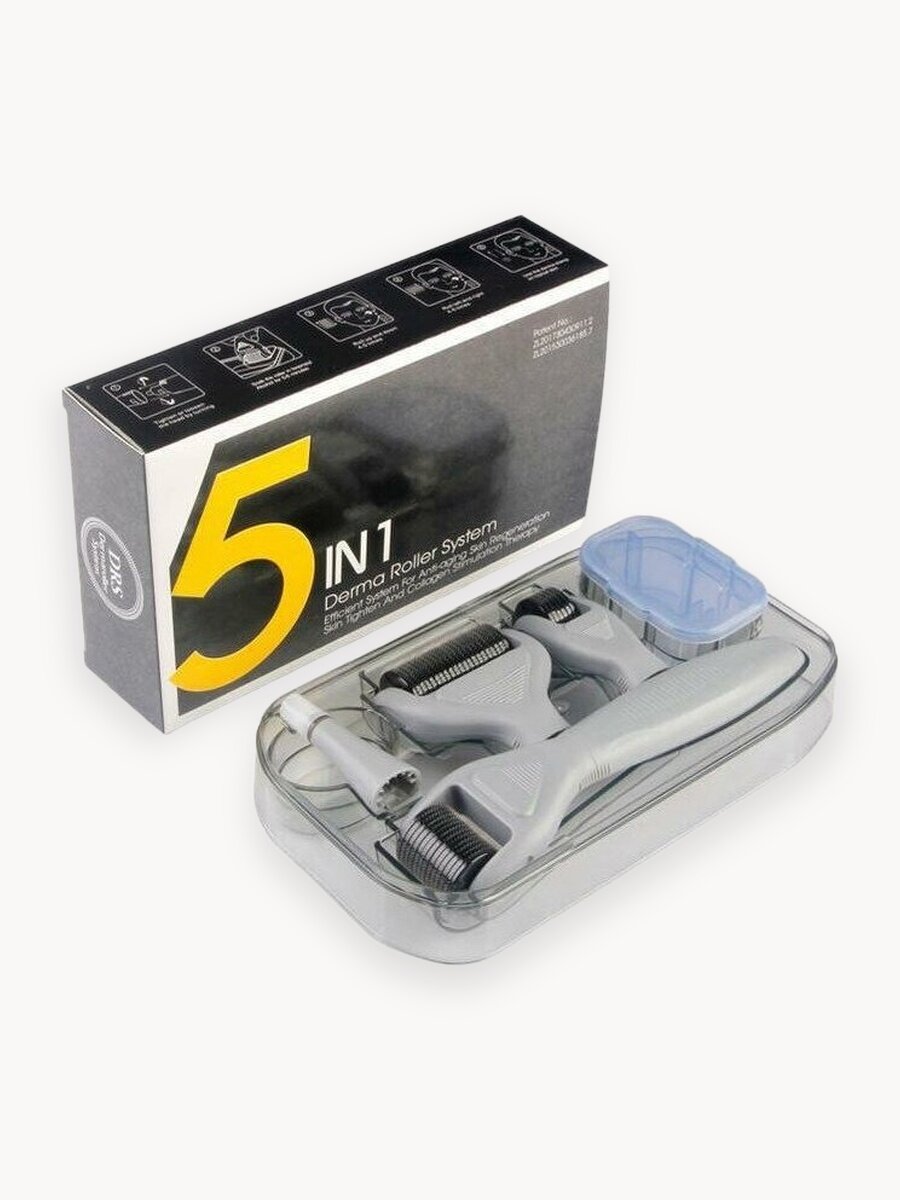 DRS Набор мезороллер 5 в 1 для лица, тела и зоны вокруг глаз, c титановым напылением