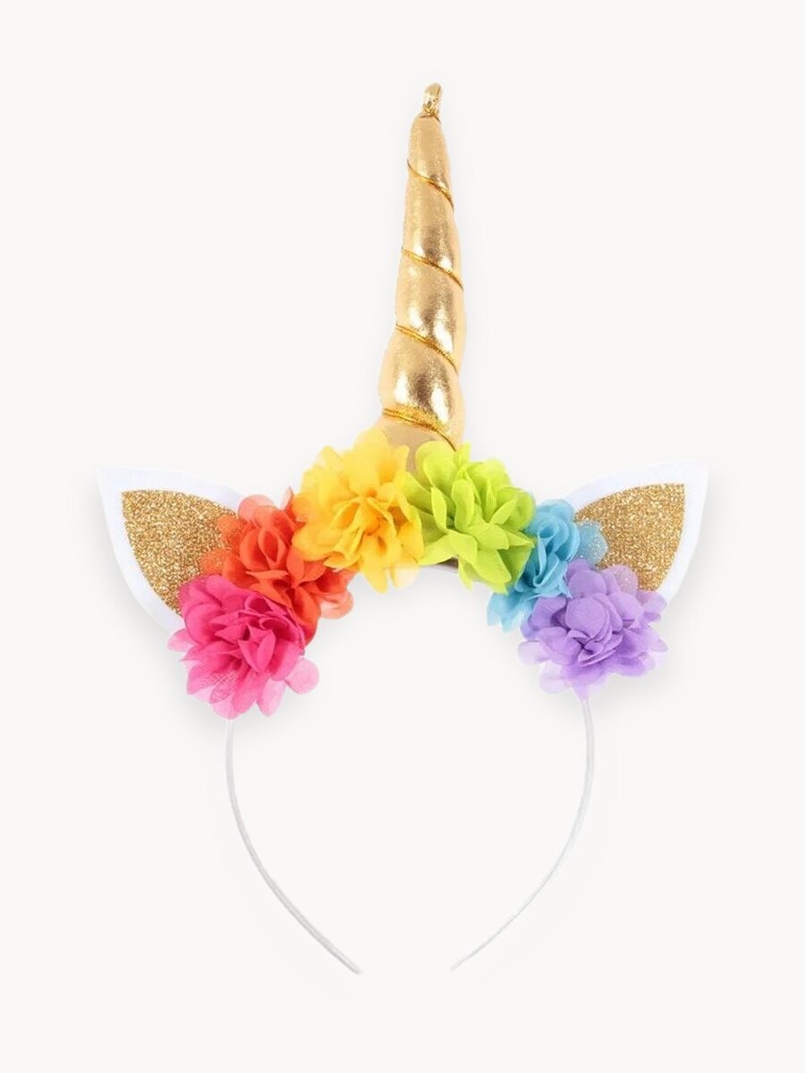 Карнавальный ободок детский Веселуха Единорог с радужными цветами, 1 шт