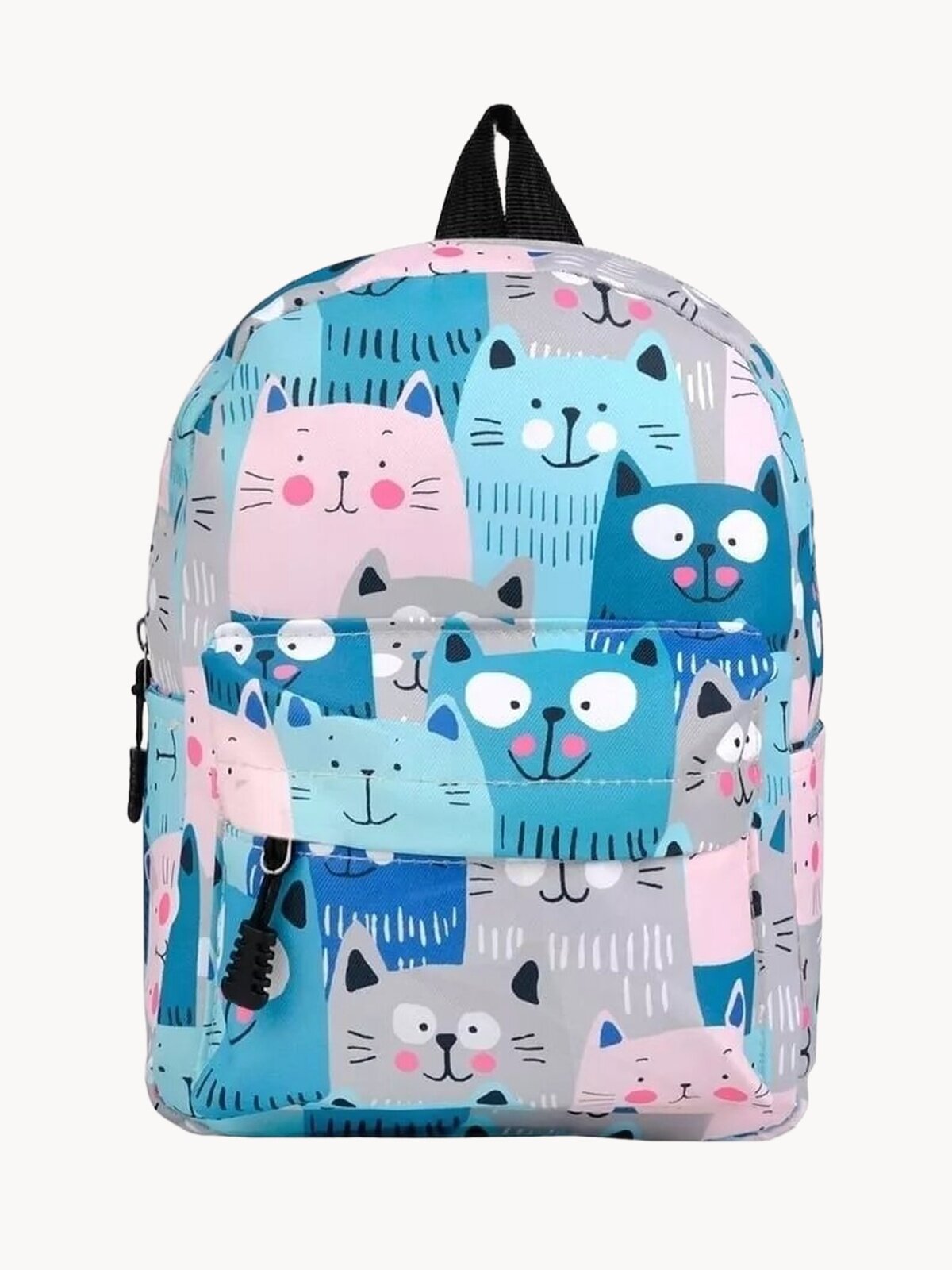 Рюкзак детский для девочки Котята, дошкольный, водоотталкивающий, цвет голубой