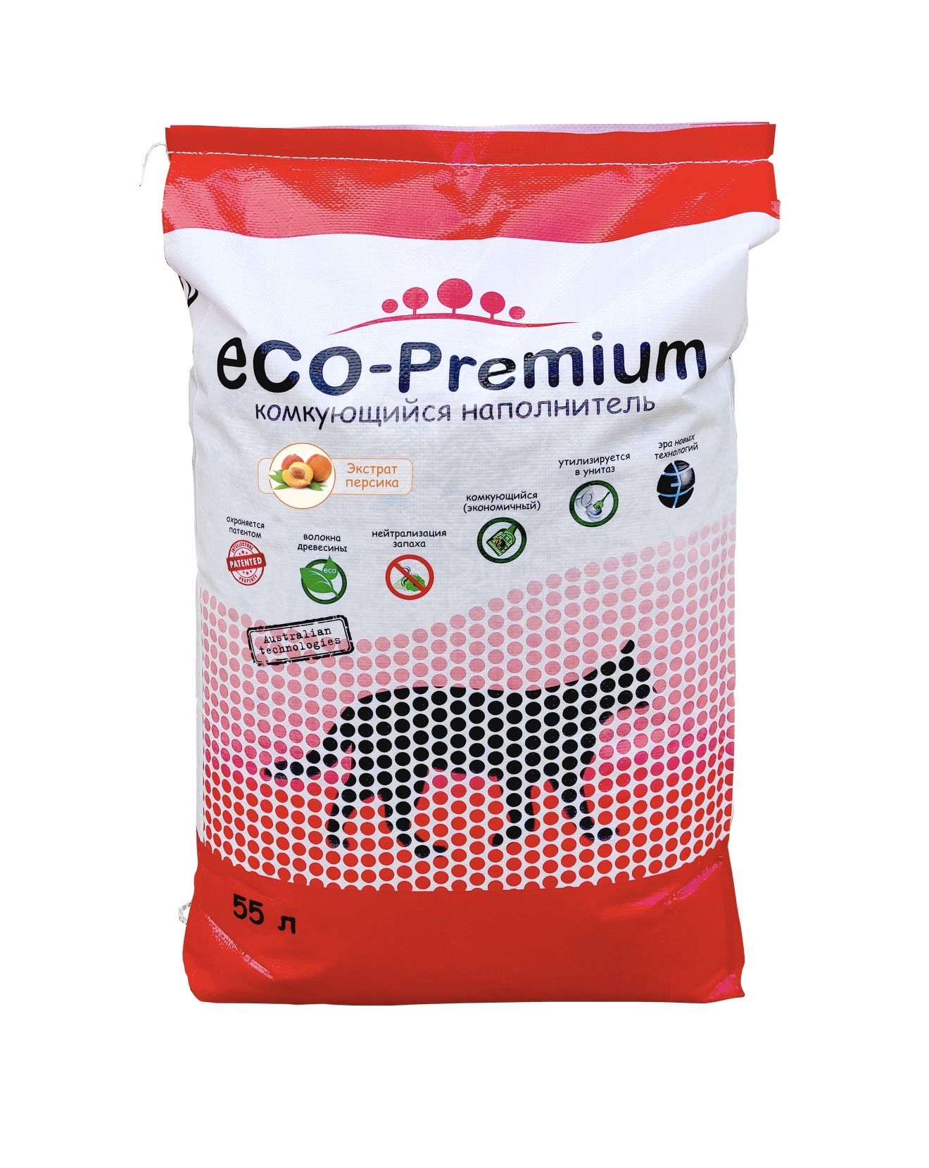 ECO-Premium Наполнитель Древесный Комкующийся Персик 20000г.