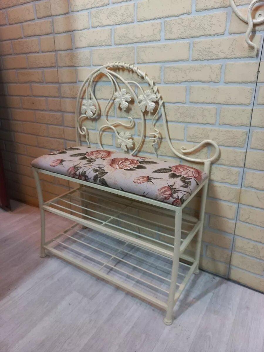 Кованая банкетка №16, Студия кованой мебели Нива, цвет насыщенный бежевый — фото 1