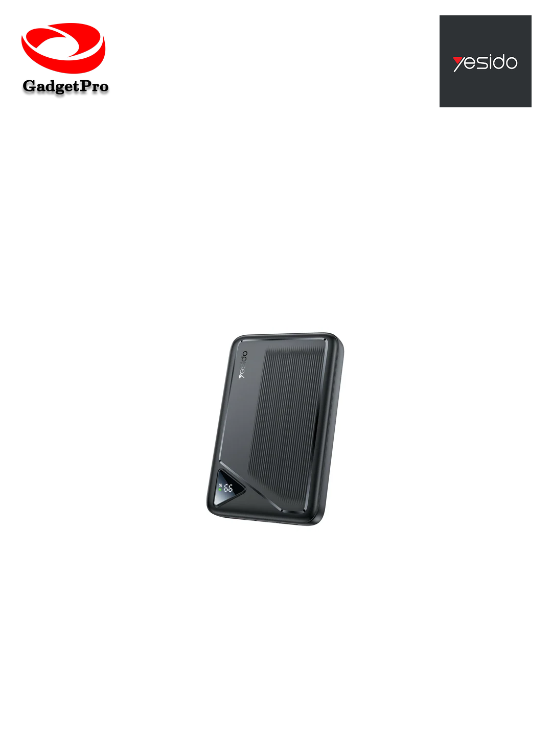 Портативный аккумулятор Yesido YP82 black: быстрая зарядка, компактный дизайн, надежный внешний аккумулятор для телефона