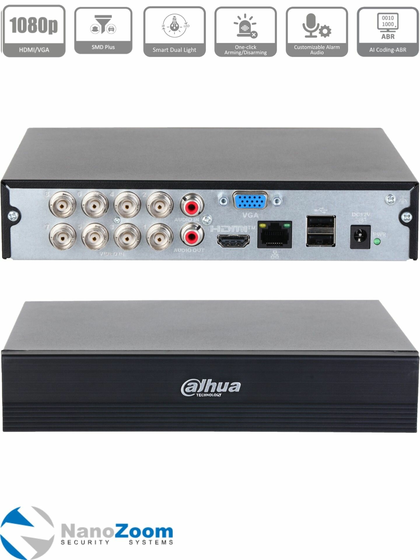 Dahua DH-XVR1B08-I/T - 8 канальный видеорегистратор для камер видеонаблюдения HDCVI XVR-регистратор гибридный