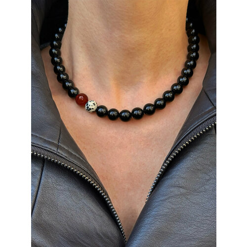 фото Колье lu jewel, яшма, оникс, сердолик, длина 38 см, черный